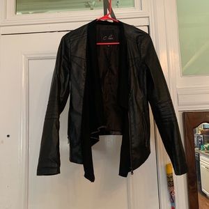 Leather jacket suede front zipper up